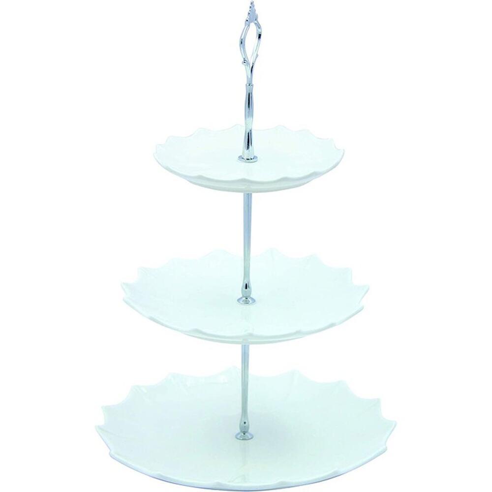 Checkered Chef 3 Tier Ceramic Serving Stand Cupcake Holder for Party and Display